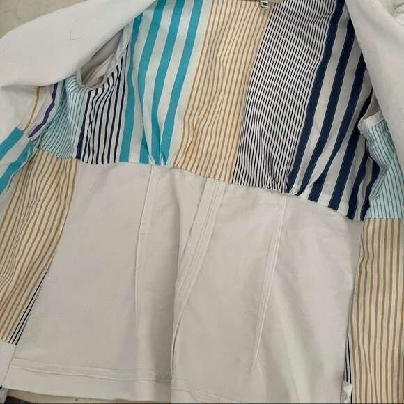 LOUIS VERDAD Empire Jacket White Blue Piping Fitted Womens Size Medium - Picture 6 of 9